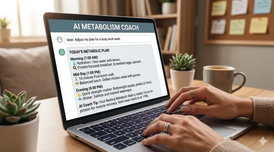MetaBurn AI Coach on a laptop